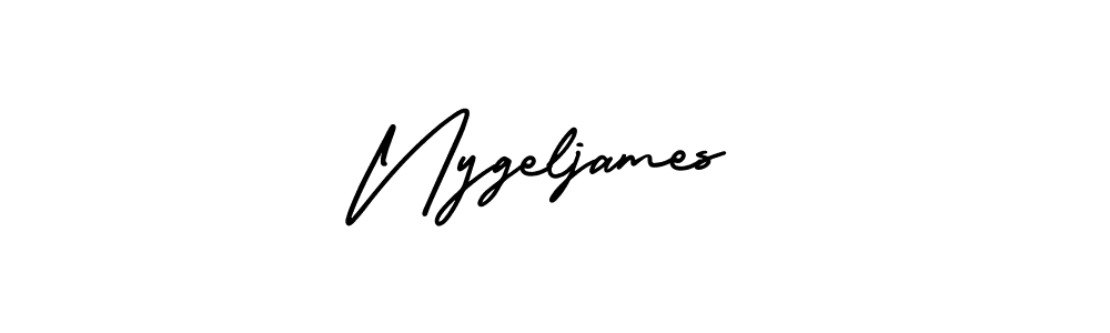 Nygeljames stylish signature style. Best Handwritten Sign (AmerikaSignatureDemo-Regular) for my name. Handwritten Signature Collection Ideas for my name Nygeljames. Nygeljames signature style 3 images and pictures png