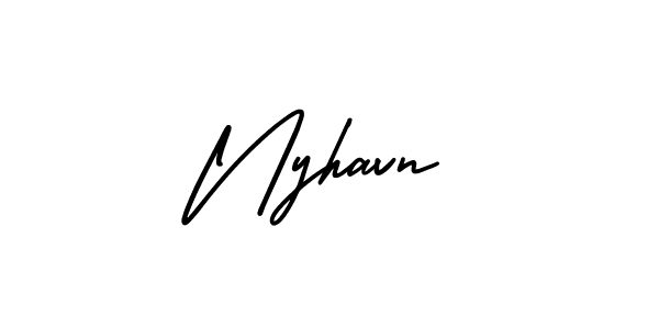 Use a signature maker to create a handwritten signature online. With this signature software, you can design (AmerikaSignatureDemo-Regular) your own signature for name Nyhavn. Nyhavn signature style 3 images and pictures png