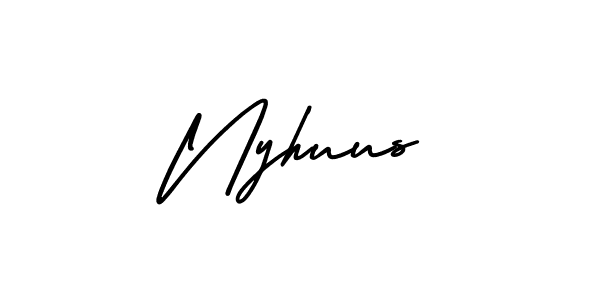 Design your own signature with our free online signature maker. With this signature software, you can create a handwritten (AmerikaSignatureDemo-Regular) signature for name Nyhuus. Nyhuus signature style 3 images and pictures png