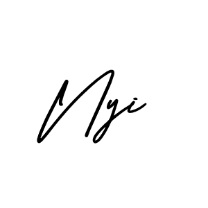 How to make Nyi signature? AmerikaSignatureDemo-Regular is a professional autograph style. Create handwritten signature for Nyi name. Nyi signature style 3 images and pictures png