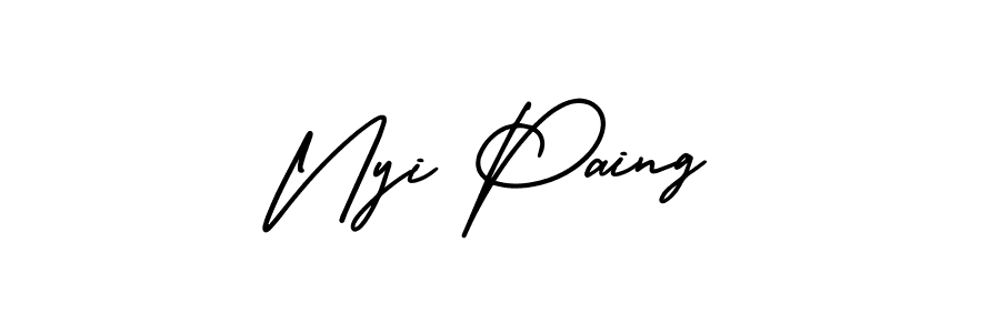 How to make Nyi Paing name signature. Use AmerikaSignatureDemo-Regular style for creating short signs online. This is the latest handwritten sign. Nyi Paing signature style 3 images and pictures png
