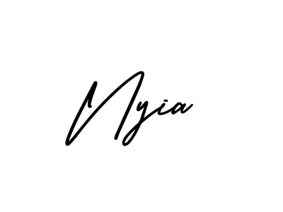 How to make Nyia name signature. Use AmerikaSignatureDemo-Regular style for creating short signs online. This is the latest handwritten sign. Nyia signature style 3 images and pictures png
