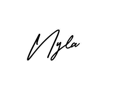 Create a beautiful signature design for name Nyla. With this signature (AmerikaSignatureDemo-Regular) fonts, you can make a handwritten signature for free. Nyla signature style 3 images and pictures png