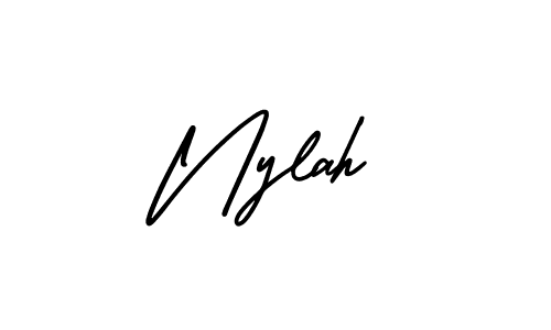 The best way (AmerikaSignatureDemo-Regular) to make a short signature is to pick only two or three words in your name. The name Nylah include a total of six letters. For converting this name. Nylah signature style 3 images and pictures png