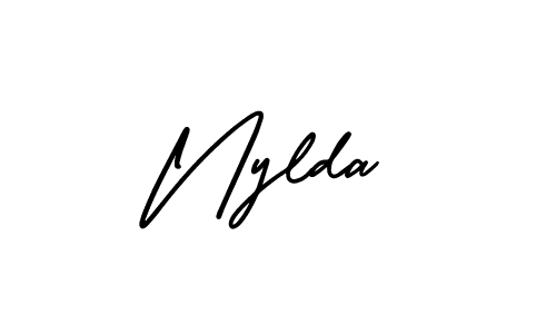 The best way (AmerikaSignatureDemo-Regular) to make a short signature is to pick only two or three words in your name. The name Nylda include a total of six letters. For converting this name. Nylda signature style 3 images and pictures png