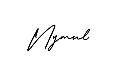 Use a signature maker to create a handwritten signature online. With this signature software, you can design (AmerikaSignatureDemo-Regular) your own signature for name Nymul. Nymul signature style 3 images and pictures png