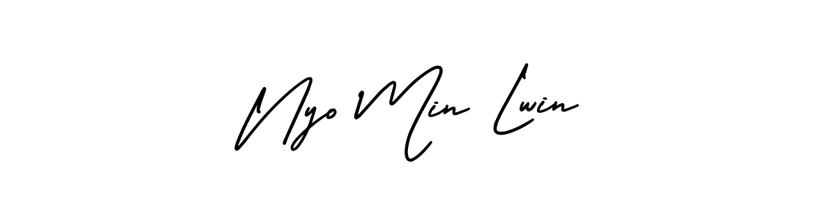 How to Draw Nyo Min Lwin signature style? AmerikaSignatureDemo-Regular is a latest design signature styles for name Nyo Min Lwin. Nyo Min Lwin signature style 3 images and pictures png
