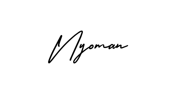 How to make Nyoman name signature. Use AmerikaSignatureDemo-Regular style for creating short signs online. This is the latest handwritten sign. Nyoman signature style 3 images and pictures png