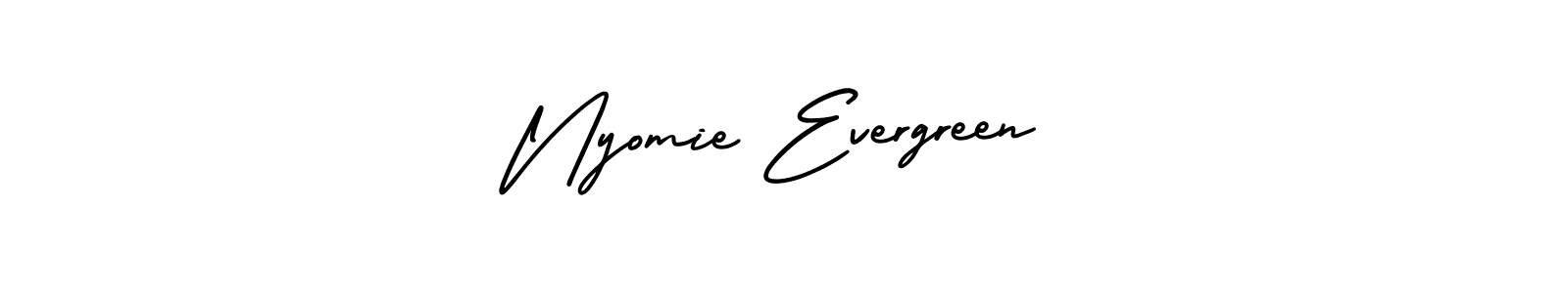if you are searching for the best signature style for your name Nyomie Evergreen. so please give up your signature search. here we have designed multiple signature styles  using AmerikaSignatureDemo-Regular. Nyomie Evergreen signature style 3 images and pictures png