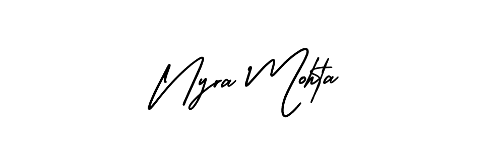 Also You can easily find your signature by using the search form. We will create Nyra Mohta name handwritten signature images for you free of cost using AmerikaSignatureDemo-Regular sign style. Nyra Mohta signature style 3 images and pictures png