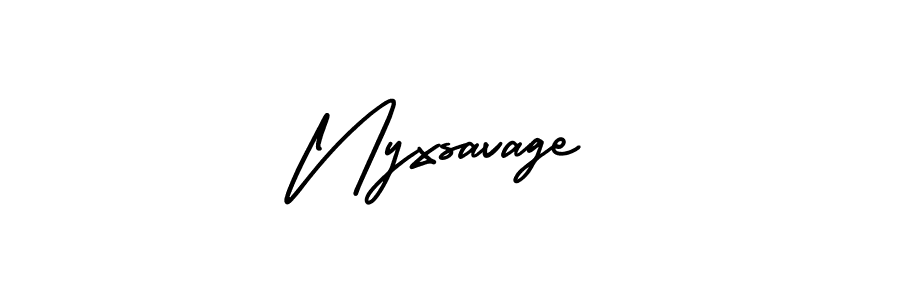 if you are searching for the best signature style for your name Nyxsavage. so please give up your signature search. here we have designed multiple signature styles  using AmerikaSignatureDemo-Regular. Nyxsavage signature style 3 images and pictures png