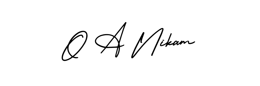 This is the best signature style for the O A Nikam name. Also you like these signature font (AmerikaSignatureDemo-Regular). Mix name signature. O A Nikam signature style 3 images and pictures png