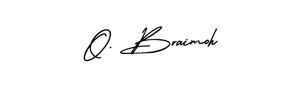 You should practise on your own different ways (AmerikaSignatureDemo-Regular) to write your name (O. Braimoh) in signature. don't let someone else do it for you. O. Braimoh signature style 3 images and pictures png