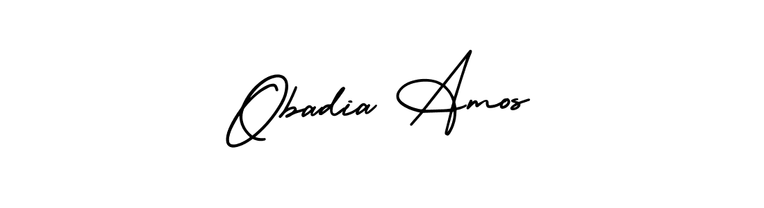 The best way (AmerikaSignatureDemo-Regular) to make a short signature is to pick only two or three words in your name. The name Obadia Amos include a total of six letters. For converting this name. Obadia Amos signature style 3 images and pictures png