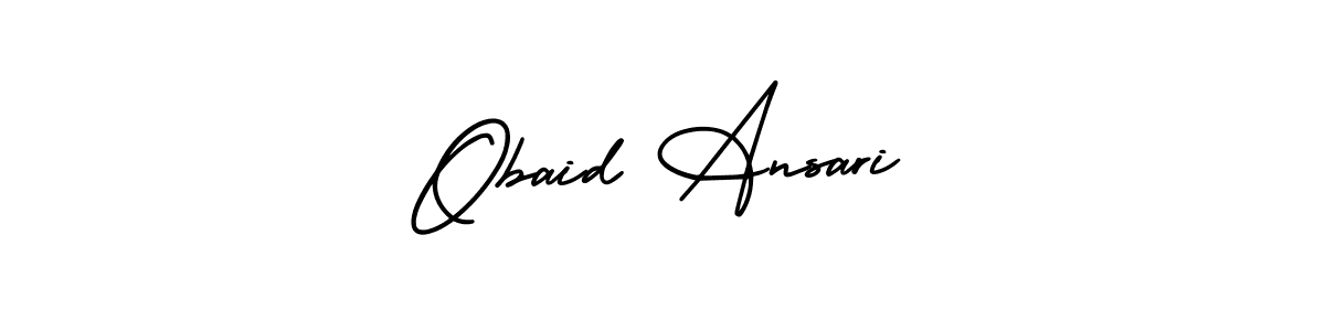 You should practise on your own different ways (AmerikaSignatureDemo-Regular) to write your name (Obaid Ansari) in signature. don't let someone else do it for you. Obaid Ansari signature style 3 images and pictures png