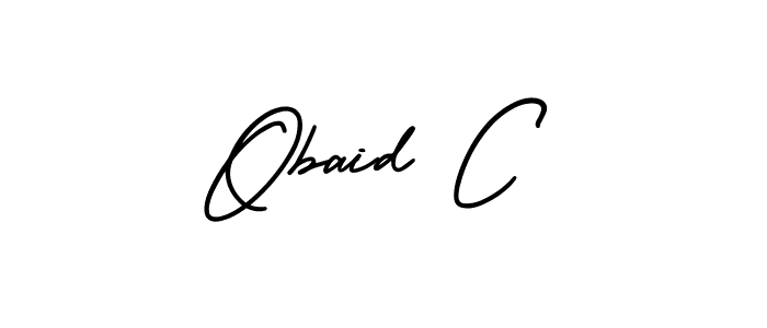 This is the best signature style for the Obaid C name. Also you like these signature font (AmerikaSignatureDemo-Regular). Mix name signature. Obaid C signature style 3 images and pictures png