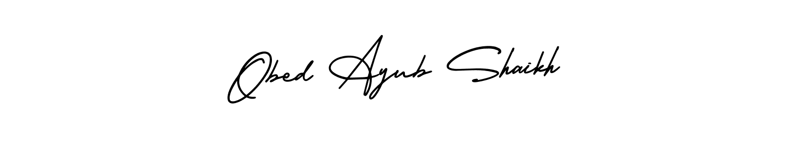 This is the best signature style for the Obed Ayub Shaikh name. Also you like these signature font (AmerikaSignatureDemo-Regular). Mix name signature. Obed Ayub Shaikh signature style 3 images and pictures png