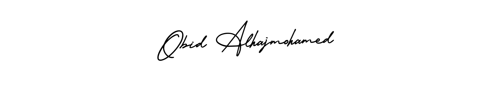 The best way (AmerikaSignatureDemo-Regular) to make a short signature is to pick only two or three words in your name. The name Obid Alhajmohamed include a total of six letters. For converting this name. Obid Alhajmohamed signature style 3 images and pictures png