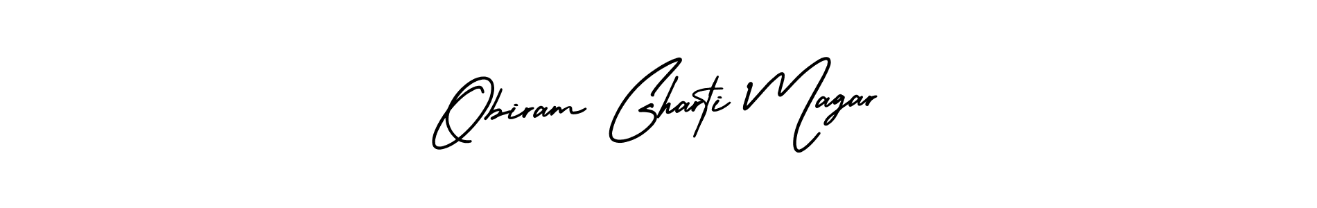 Similarly AmerikaSignatureDemo-Regular is the best handwritten signature design. Signature creator online .You can use it as an online autograph creator for name Obiram Gharti Magar. Obiram Gharti Magar signature style 3 images and pictures png