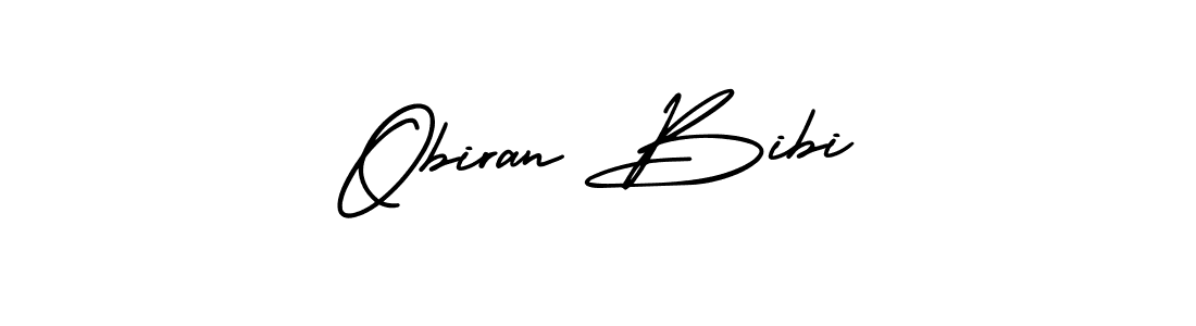 The best way (AmerikaSignatureDemo-Regular) to make a short signature is to pick only two or three words in your name. The name Obiran Bibi include a total of six letters. For converting this name. Obiran Bibi signature style 3 images and pictures png