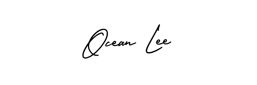 You should practise on your own different ways (AmerikaSignatureDemo-Regular) to write your name (Ocean Lee) in signature. don't let someone else do it for you. Ocean Lee signature style 3 images and pictures png