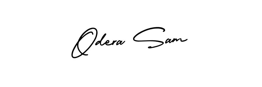 The best way (AmerikaSignatureDemo-Regular) to make a short signature is to pick only two or three words in your name. The name Odera Sam include a total of six letters. For converting this name. Odera Sam signature style 3 images and pictures png