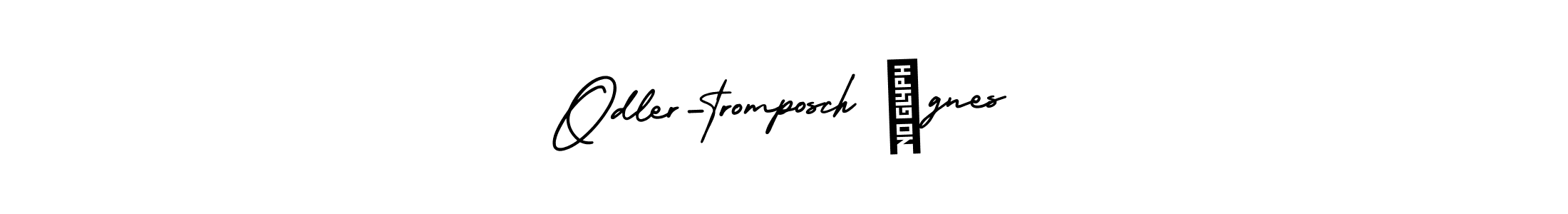 You should practise on your own different ways (AmerikaSignatureDemo-Regular) to write your name (Odler-tromposch Ágnes) in signature. don't let someone else do it for you. Odler-tromposch Ágnes signature style 3 images and pictures png