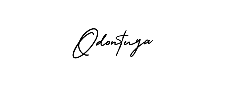 How to make Odontuya name signature. Use AmerikaSignatureDemo-Regular style for creating short signs online. This is the latest handwritten sign. Odontuya signature style 3 images and pictures png