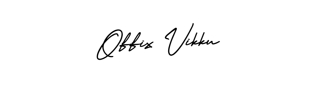 You should practise on your own different ways (AmerikaSignatureDemo-Regular) to write your name (Offix Vikku) in signature. don't let someone else do it for you. Offix Vikku signature style 3 images and pictures png