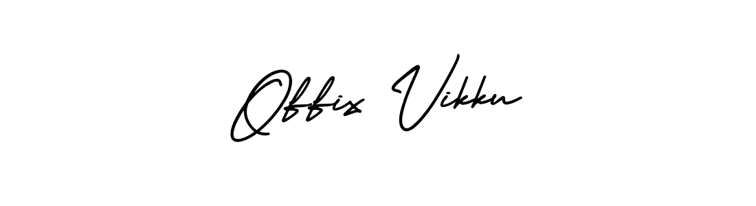 You should practise on your own different ways (AmerikaSignatureDemo-Regular) to write your name (Offix Vikku) in signature. don't let someone else do it for you. Offix Vikku signature style 3 images and pictures png