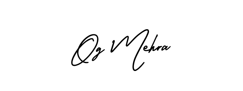 Similarly AmerikaSignatureDemo-Regular is the best handwritten signature design. Signature creator online .You can use it as an online autograph creator for name Og Mehra. Og Mehra signature style 3 images and pictures png