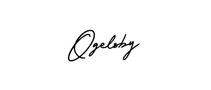 You should practise on your own different ways (AmerikaSignatureDemo-Regular) to write your name (Ogelsby) in signature. don't let someone else do it for you. Ogelsby signature style 3 images and pictures png