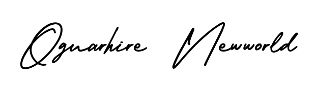 Create a personalized artistic stamp with Oguarhire  Newworld in AmerikaSignatureDemo-Regular font. Perfect for visual artists, designers, and influencers. Oguarhire  Newworld signature style 3 images and pictures png