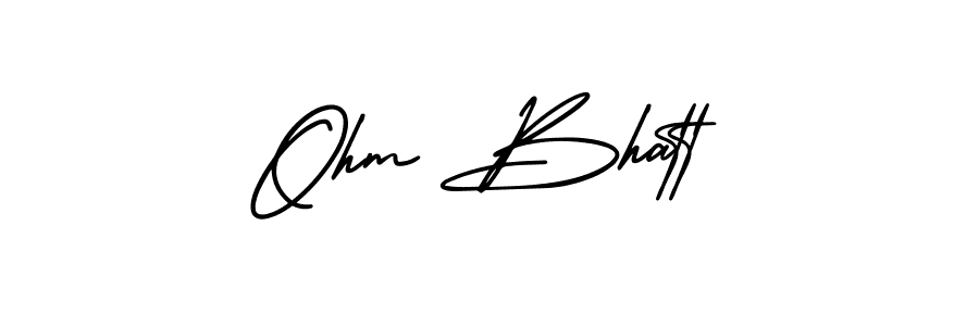 The best way (AmerikaSignatureDemo-Regular) to make a short signature is to pick only two or three words in your name. The name Ohm Bhatt include a total of six letters. For converting this name. Ohm Bhatt signature style 3 images and pictures png