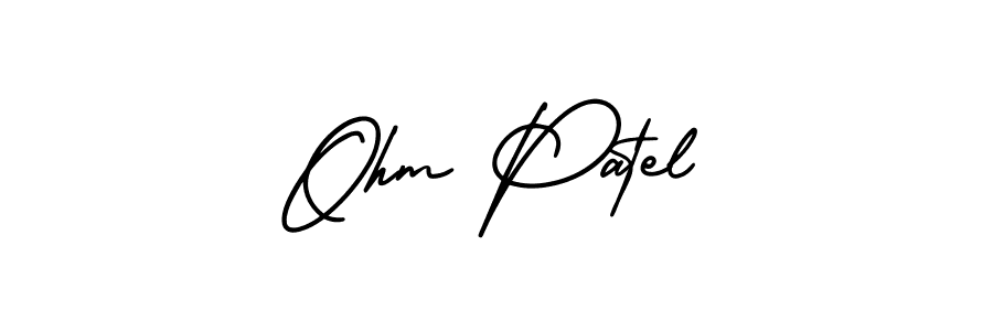 if you are searching for the best signature style for your name Ohm Patel. so please give up your signature search. here we have designed multiple signature styles  using AmerikaSignatureDemo-Regular. Ohm Patel signature style 3 images and pictures png