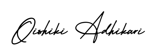 The AmerikaSignatureDemo-Regular handwriting style adds charm and authenticity to name Oishiki Adhikari. A wonderful choice for personal thank-you notes. Oishiki Adhikari signature style 3 images and pictures png