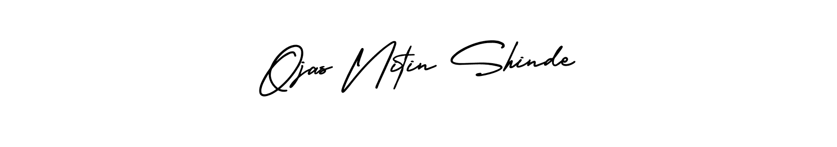How to make Ojas Nitin Shinde name signature. Use AmerikaSignatureDemo-Regular style for creating short signs online. This is the latest handwritten sign. Ojas Nitin Shinde signature style 3 images and pictures png