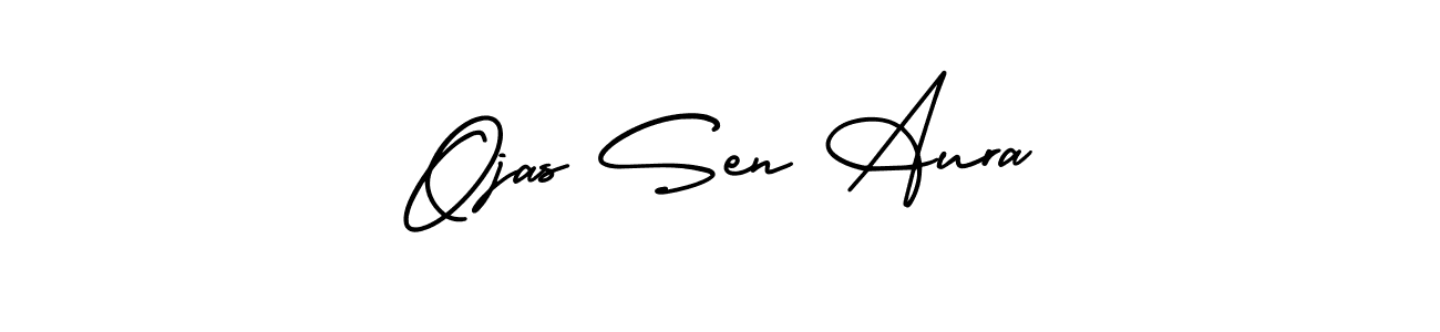 Also You can easily find your signature by using the search form. We will create Ojas Sen Aura name handwritten signature images for you free of cost using AmerikaSignatureDemo-Regular sign style. Ojas Sen Aura signature style 3 images and pictures png