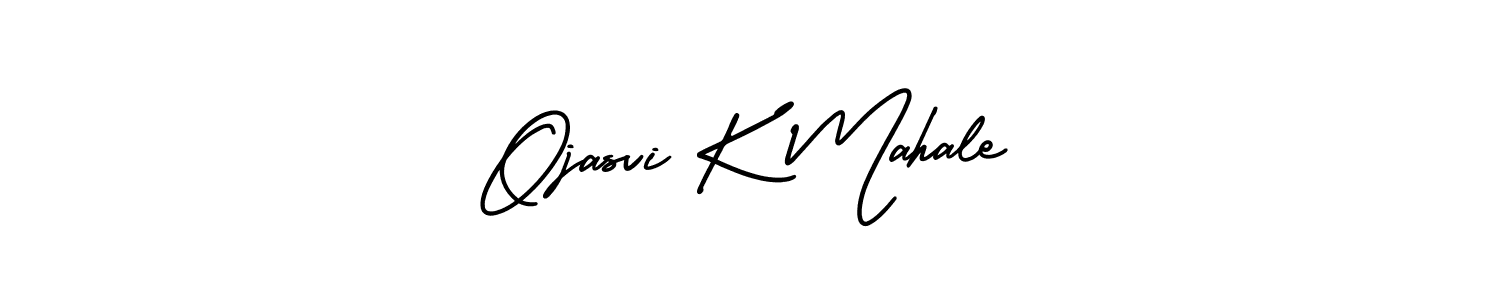 You should practise on your own different ways (AmerikaSignatureDemo-Regular) to write your name (Ojasvi K Mahale) in signature. don't let someone else do it for you. Ojasvi K Mahale signature style 3 images and pictures png