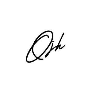 You should practise on your own different ways (AmerikaSignatureDemo-Regular) to write your name (Ojh) in signature. don't let someone else do it for you. Ojh signature style 3 images and pictures png