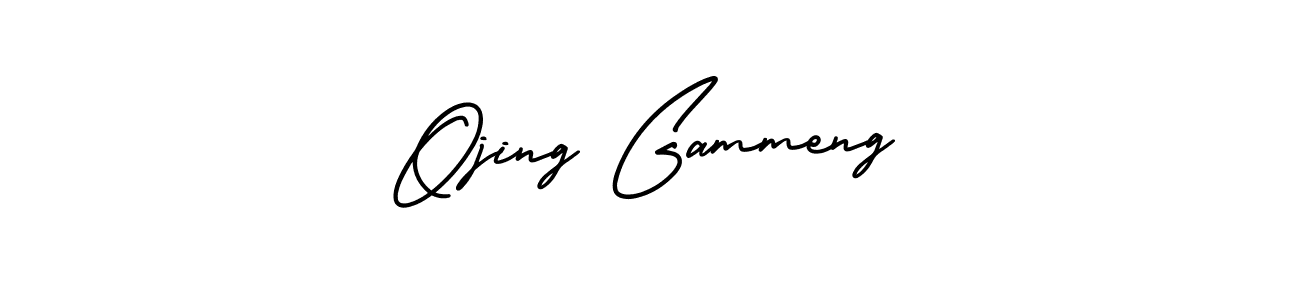 You should practise on your own different ways (AmerikaSignatureDemo-Regular) to write your name (Ojing Gammeng) in signature. don't let someone else do it for you. Ojing Gammeng signature style 3 images and pictures png