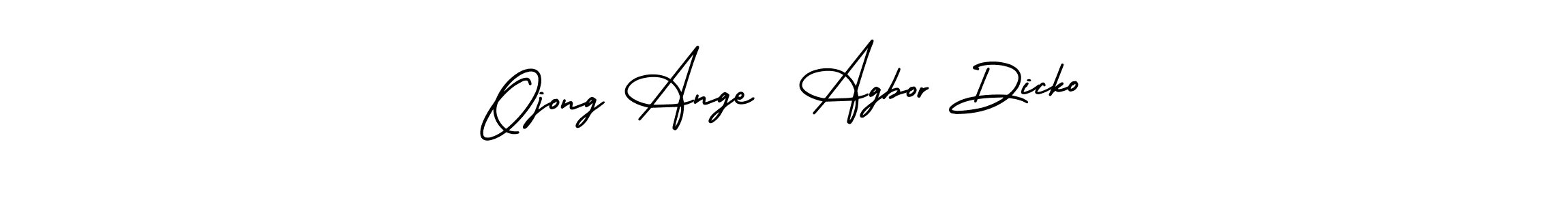 Also You can easily find your signature by using the search form. We will create Ojong Ange  Agbor Dicko name handwritten signature images for you free of cost using AmerikaSignatureDemo-Regular sign style. Ojong Ange  Agbor Dicko signature style 3 images and pictures png