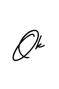 Make a beautiful signature design for name Ok. With this signature (AmerikaSignatureDemo-Regular) style, you can create a handwritten signature for free. Ok signature style 3 images and pictures png