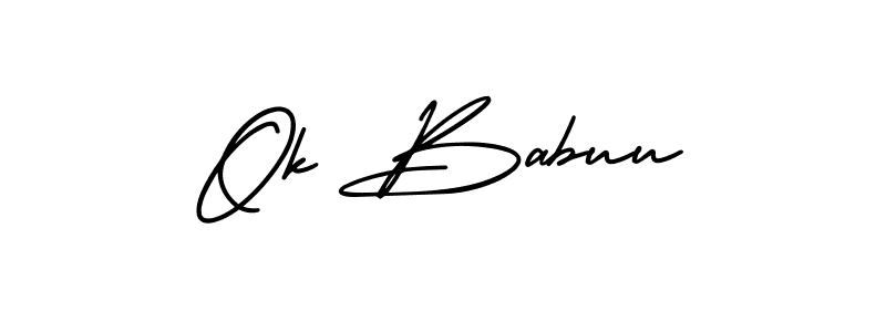 How to make Ok Babuu name signature. Use AmerikaSignatureDemo-Regular style for creating short signs online. This is the latest handwritten sign. Ok Babuu signature style 3 images and pictures png