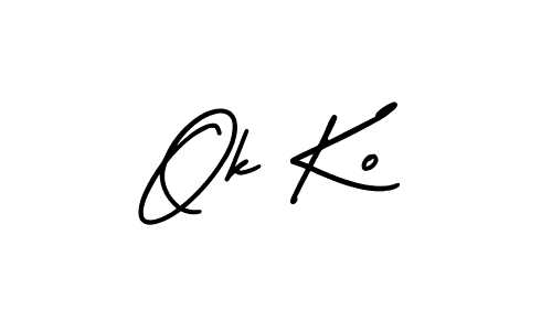 Make a beautiful signature design for name Ok Ko. With this signature (AmerikaSignatureDemo-Regular) style, you can create a handwritten signature for free. Ok Ko signature style 3 images and pictures png