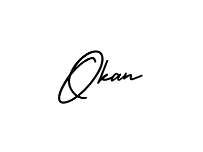 Use a signature maker to create a handwritten signature online. With this signature software, you can design (AmerikaSignatureDemo-Regular) your own signature for name Okan. Okan signature style 3 images and pictures png