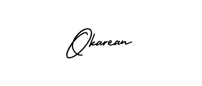 Here are the top 10 professional signature styles for the name Okarean. These are the best autograph styles you can use for your name. Okarean signature style 3 images and pictures png