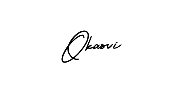 How to make Okasvi name signature. Use AmerikaSignatureDemo-Regular style for creating short signs online. This is the latest handwritten sign. Okasvi signature style 3 images and pictures png