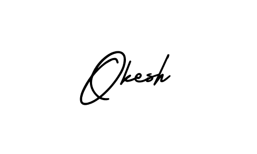 How to make Okesh signature? AmerikaSignatureDemo-Regular is a professional autograph style. Create handwritten signature for Okesh name. Okesh signature style 3 images and pictures png