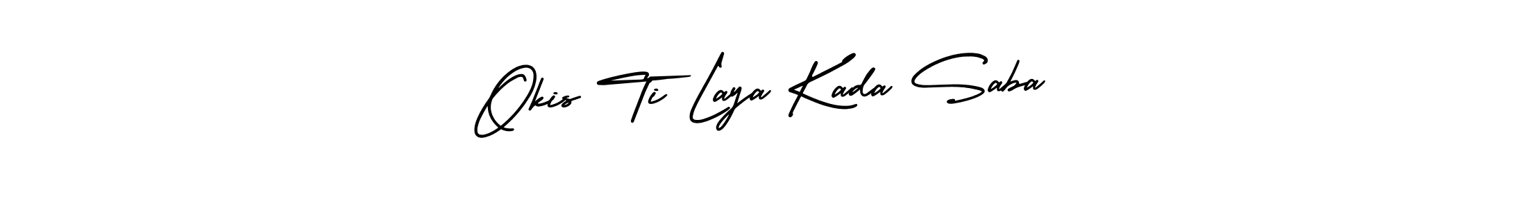 You can use this online signature creator to create a handwritten signature for the name Okis Ti Laya Kada Saba. This is the best online autograph maker. Okis Ti Laya Kada Saba signature style 3 images and pictures png